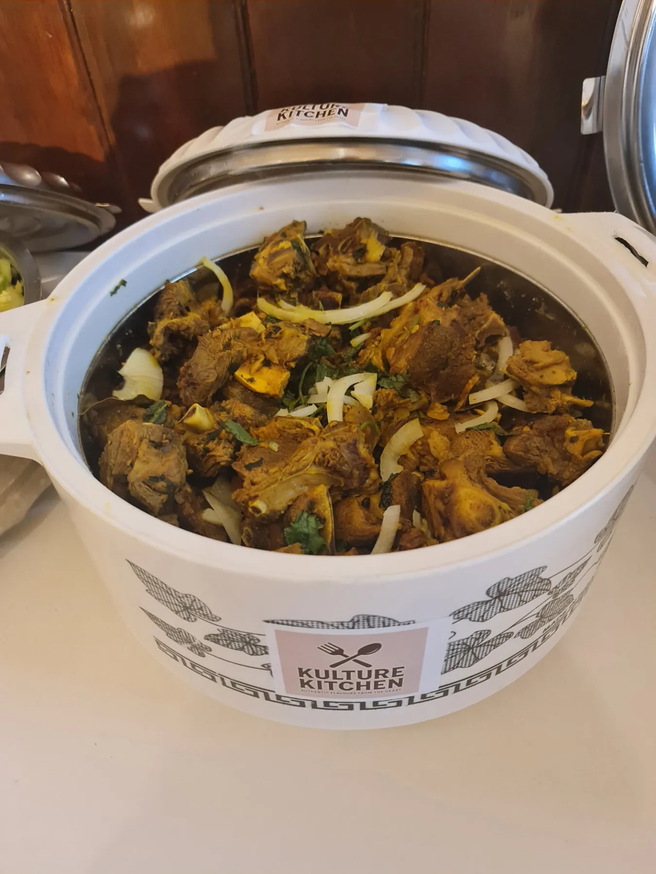 Freshly cooked spiced lamb prepared by Kulture Kitchen for SWDA community meals