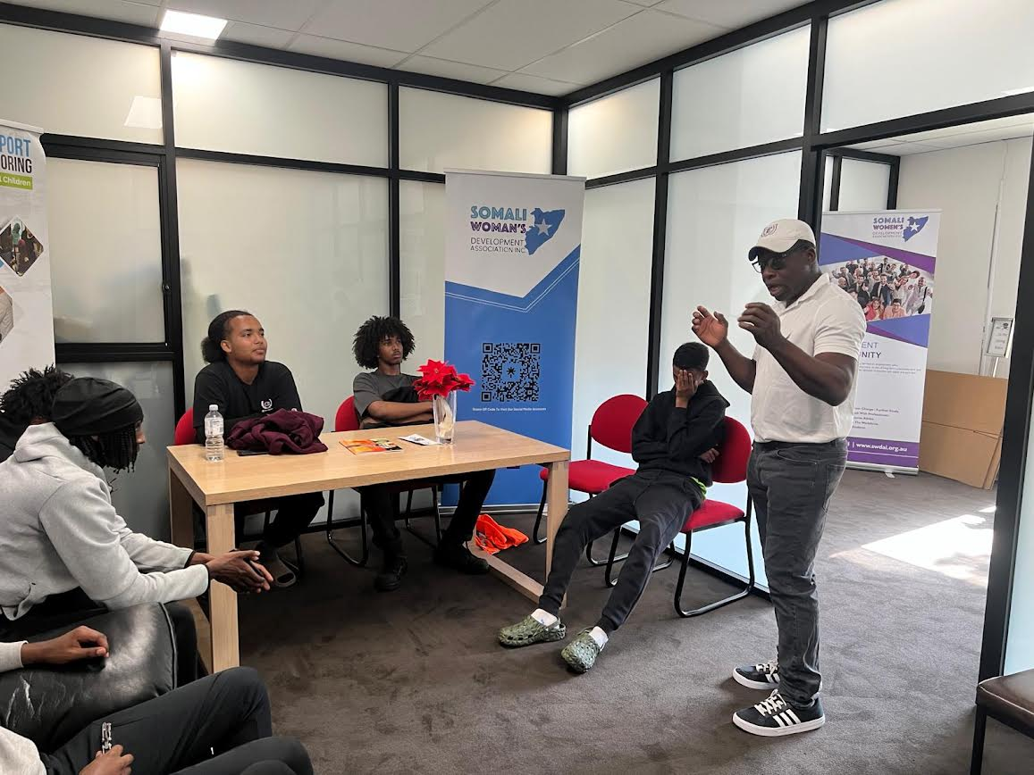 Employment Brokers facilitator speaking with young jobseekers at an SWDA session