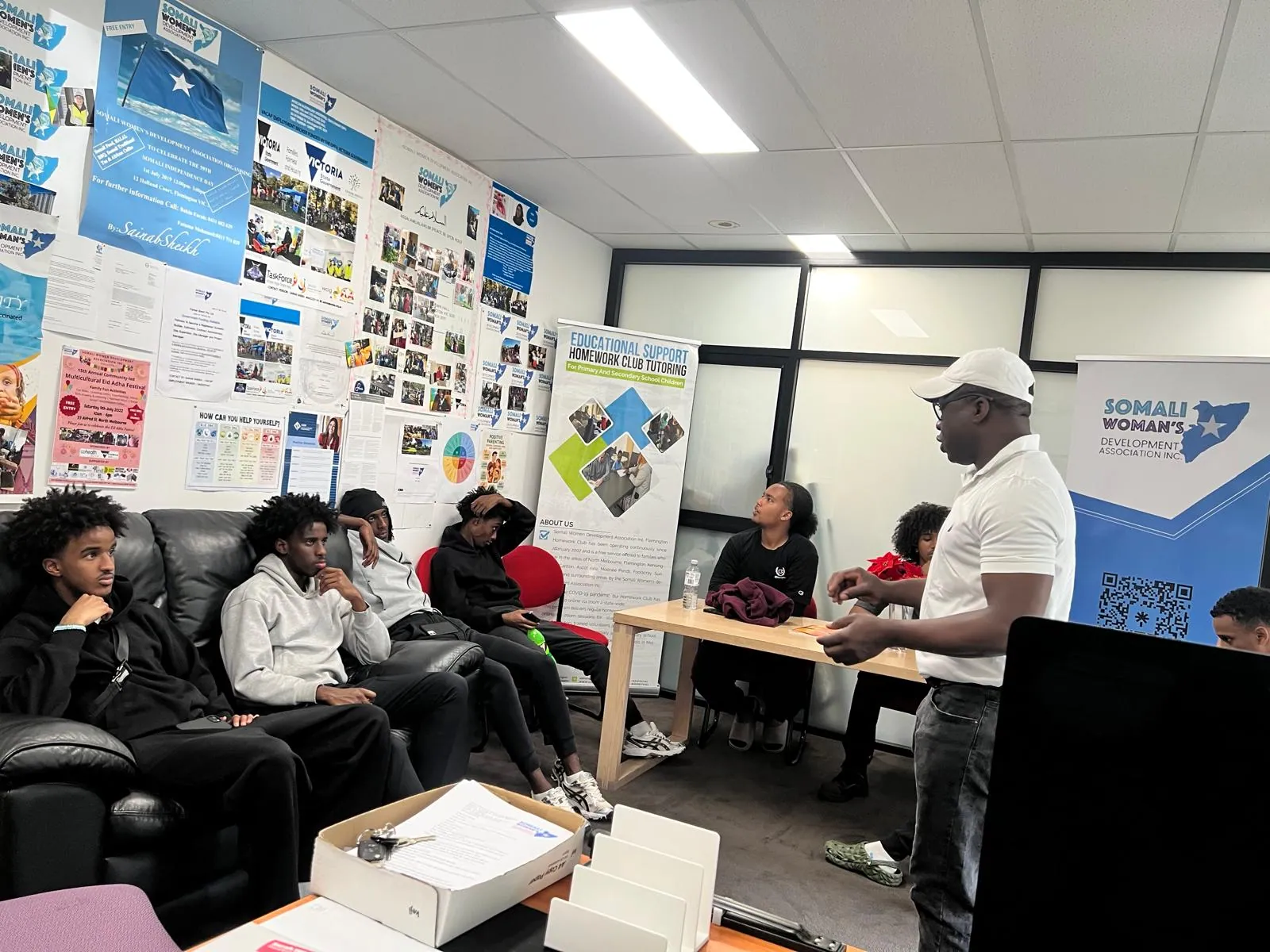 Young people taking part in an SWDA homework and mentoring session