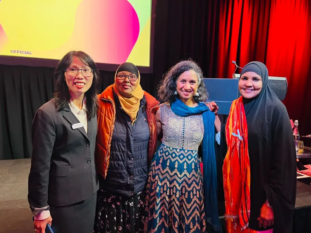 SWDA representatives with guests at a multicultural awards event