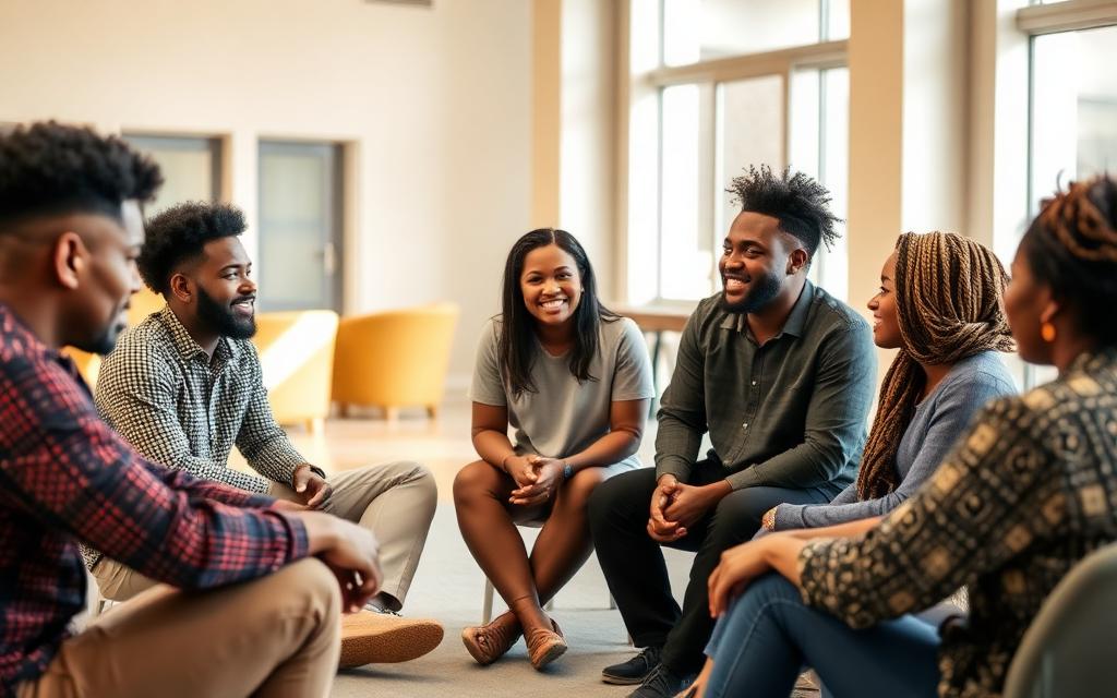 Group support session for young people at SWDA