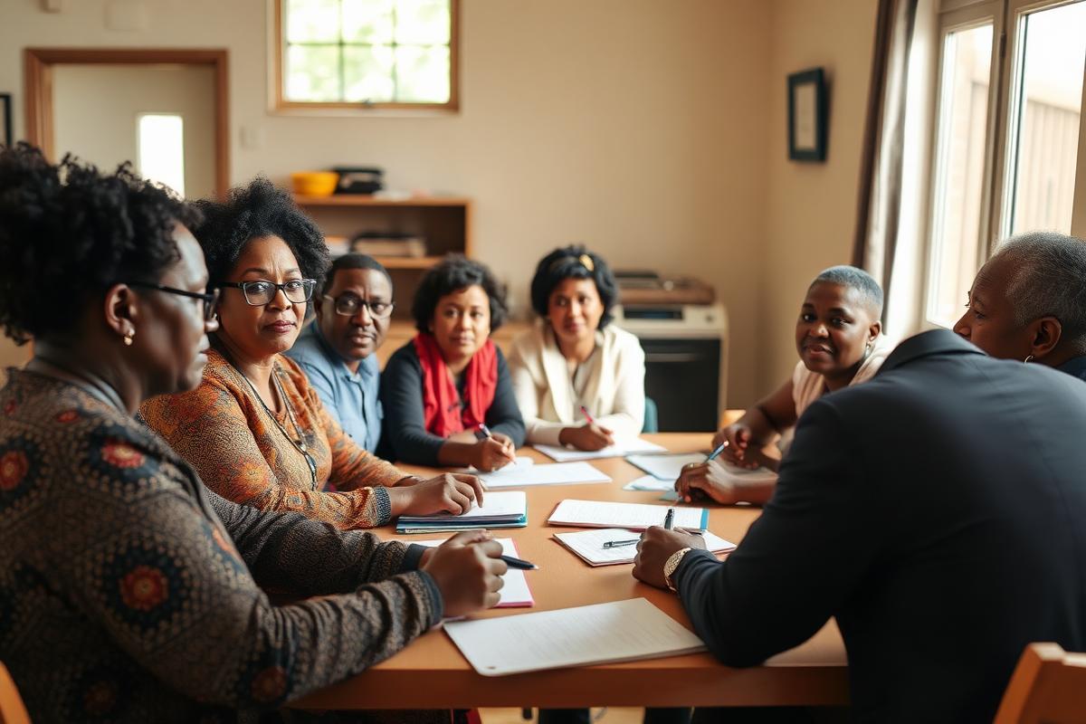 African Australian community members engaged in a consultation meeting